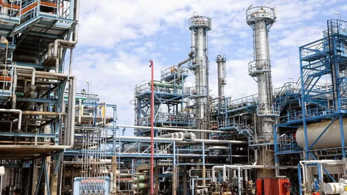 a factory with pipes and valves