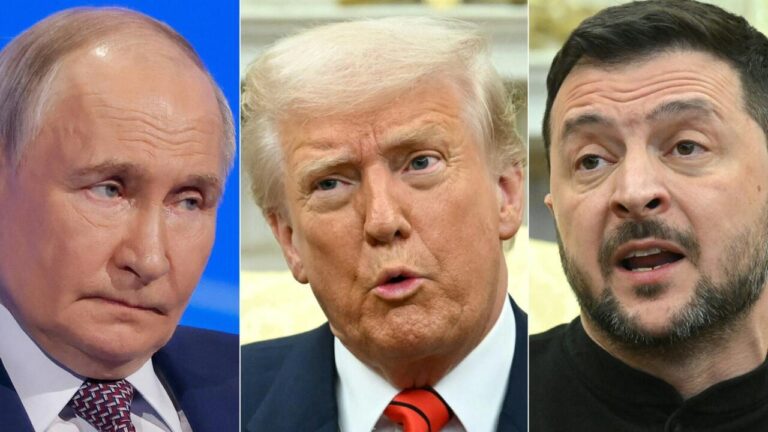 Photo combo of Putin, Trump and Zelensky
