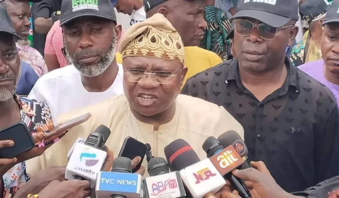 photo of Kunle-Adegoke during an interview with journalists