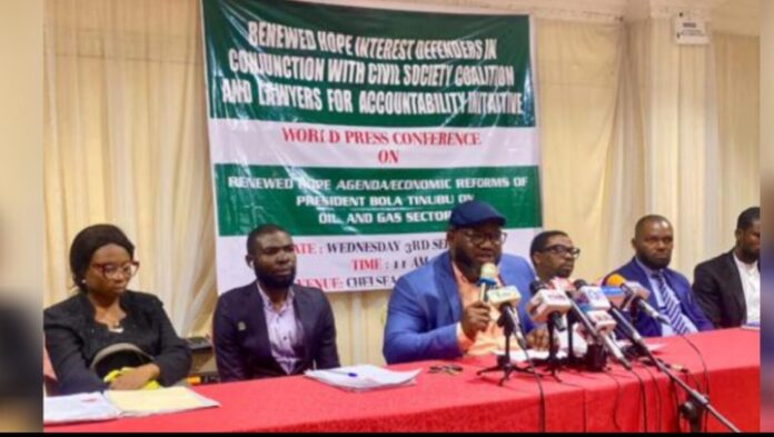 Press conference in Abuja where groups urged the removal of NNPCL boss Ojulari. Photo taken by AljazirahNigeria